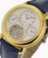 Jules Audemars Automatic Tourbillon in Yellow Gold on Blue Leather Strap with White Dial