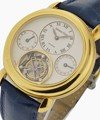 Jules Audemars Automatic Tourbillon in Yellow Gold on Blue Leather Strap with White Dial