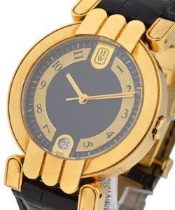 Vintage 30mm Automatic Yellow Gold on Strap with Blue Dial