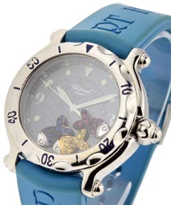 Happy Beach - 3 Floating Fish Steel on Blue Rubber Strap - Grey Dial