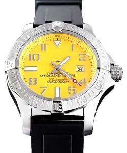 Avenger II Seawolf Men's Automatic Chronograph in Steel  On Black Rubber Strap with Yellow Arabic Dial