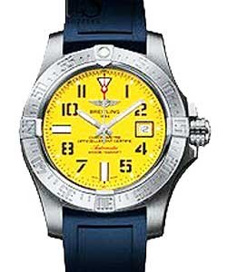Avenger II Seawolf Men's Automatic Chronograph in Steel  On Blue Rubber Strap with Yellow Arabic Dial