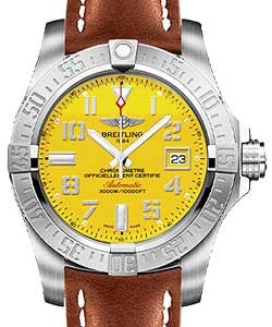 Avenger II Seawolf Men's Automatic Chronograph in Steel  On Gold Leather Strap with Yellow Arabic Dial