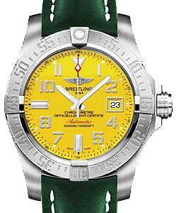 Avenger II Seawolf Men's Automatic Chronograph in Steel  On Green Leather Strap with Yellow Arabic Dial