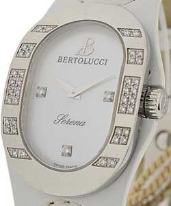 Serena in Steel with Partial Diamond Bezel on White Strap with MOP Diamond Dial
