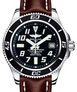 Superocean Heritage 42 Men's Automatic in Steel On Brown Leather Strap with Black Dial