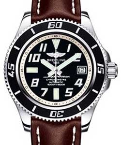 Aeromarine Superocean New Wave 42mm in Steel Brown Leather Strap with Black Dial