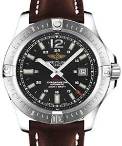 Colt Mens 44mm Automatic in Steel On Brown Calfskin Leather Strap with Black Index Dial