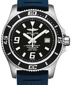 Superocean Abyss 44mm Mens Automatic in Steel On Blue Diver Pro III Strap with Black Dial