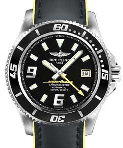 Superocean Abyss 44mm on Black Leather Strap with Black Dial and Tang Clasp