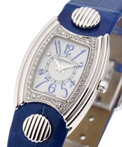 First Lady with Diamond Bezel  White Gold  on Blue Strap with MOP Dial
