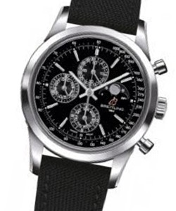 Transocean Chronogprah 1461 Automatic in Steel On Black Fabric Strap with Black Dial