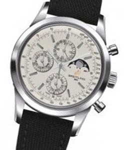 Transocean 1461 Chronograph in Steel On Black Fabric Strap with Silver Dial