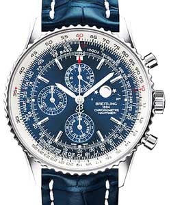 Navitimer 1461 Limited Edition Moon Phase Chrono On Blue Crocodile Strap with Blue Dial - Steel Casing