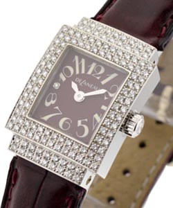 Bali Carree with Diamond Case and Lugs White Gold on Strap with Burgandy Dial 