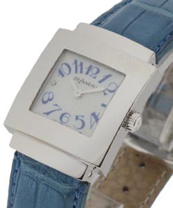 Bali Carree White Gold on Blue Strap with White Dial 