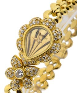 Jeweled Ladies with Diamond Case, Lugs Yellow Gold on Bracelet with Champagne Dial