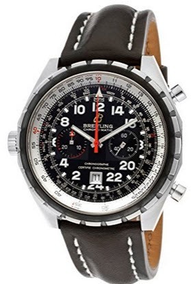 Chrono-Matic 24 Hour 44mm Chronograph in Steel with Black Leather Strap and Black Dial
