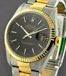 Datejust 36mm Men's 2-Tone on Oyster Bracelet with Black Stick Dial