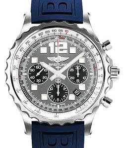 Professional Chronospace 46mm Automatic in Steel on Blue Diver Pro III Rubber Strap with Gray Dial