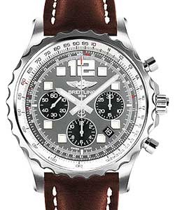 Professional Chronospace 46mm Automatic in Steel on Brown Leather Strap with Gray Dial