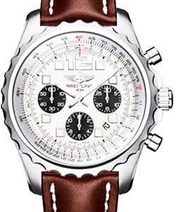 Chronospace Men's Automatic in Steel Brown Leather Strap-Silver Dial-Black Subdials