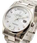 DayDate - 36mm - President - White Gold with Domed Bezel on Oyster Bracelet with MOP Diamond Dial