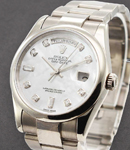 DayDate - 36mm - President - White Gold with Domed Bezel on Oyster Bracelet with MOP Diamond Dial