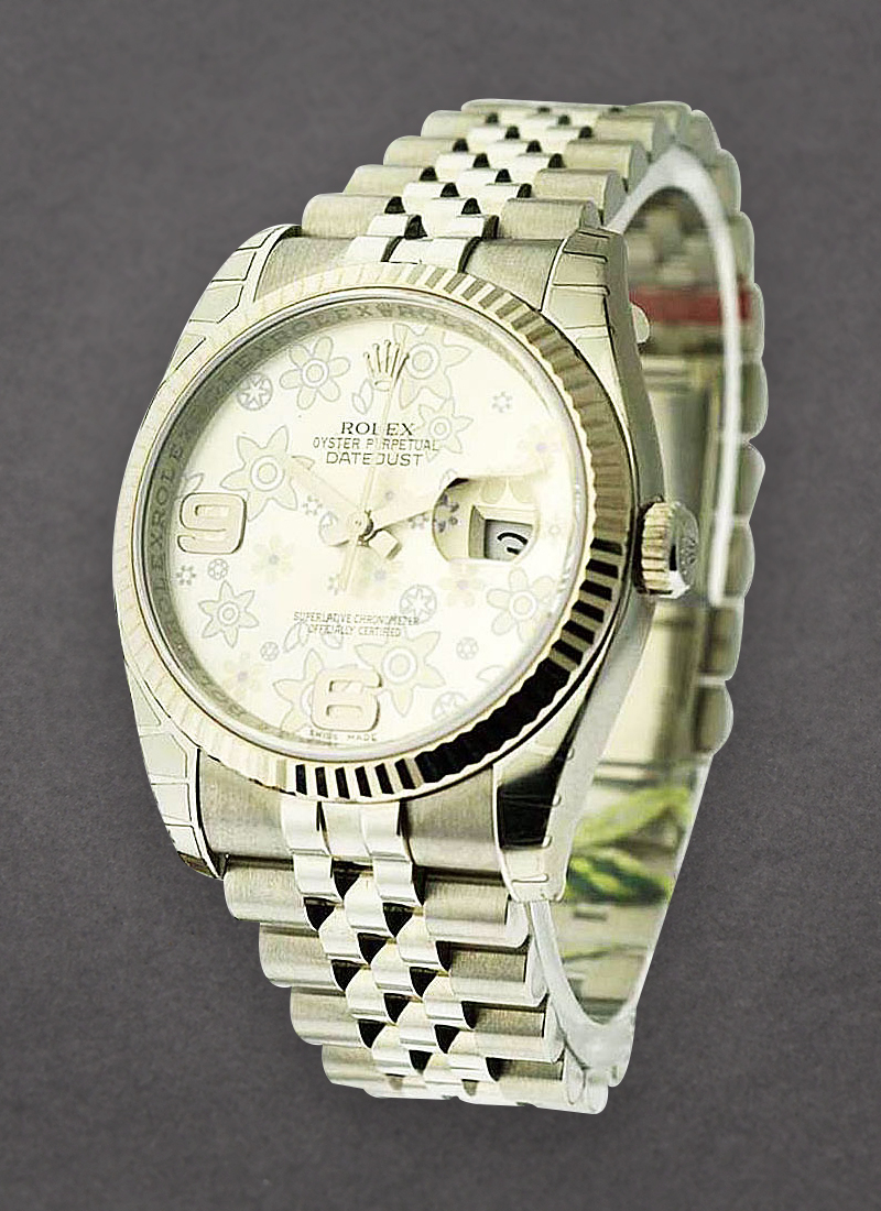 Rolex Unworn Datejust 36mm in Steel with White Gold Fluted Bezel