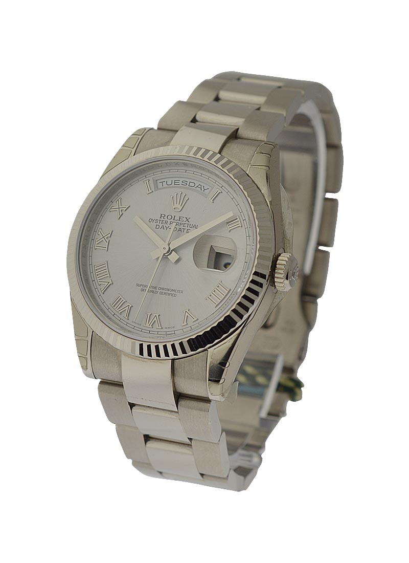 Pre-Owned Rolex DayDate - President - White Gold - Fluted Bezel