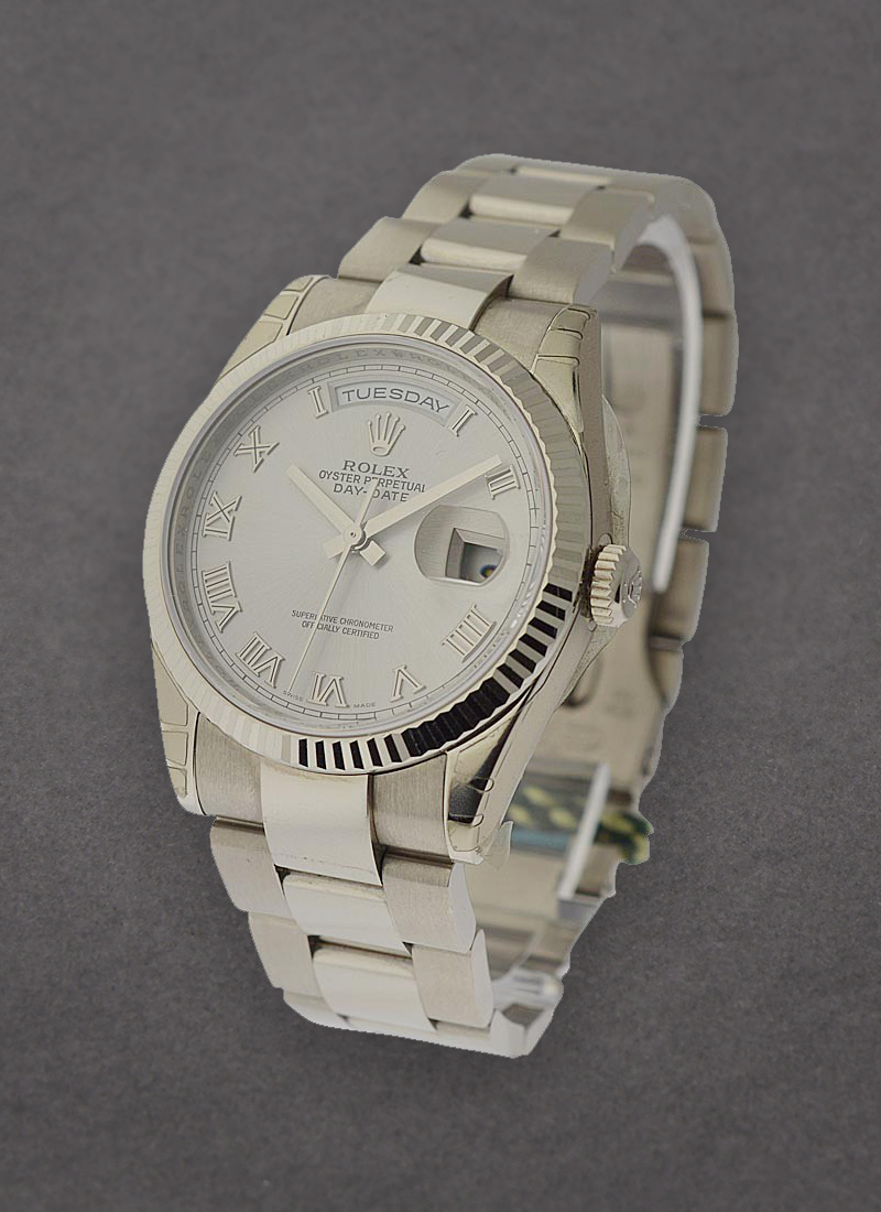 Pre-Owned Rolex DayDate - President - White Gold - Fluted Bezel