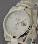 DayDate - President - White Gold - Fluted Bezel Oyster Bracelet  - Rhodium Roman Dial