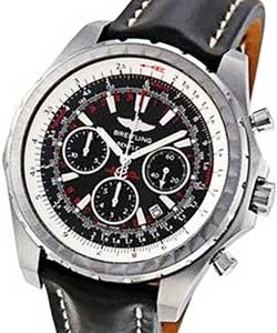 Bentley Motors T Mens Automatic Chronograph in Steel On Black Leather Strap with Black Dial