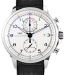 Portuguese Yacht Club Chronograph in Steel on Black Crocodile Leather Strap with Silver Dial