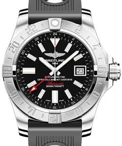 Avenger GMT II Men's Automatic in Steel On Black Ocean Rubber Strap with Black Dial