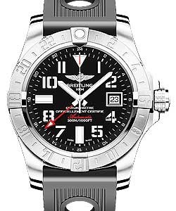 Avenger II GMT in Steel On Black Ocean Rubber Strap with Black Dial