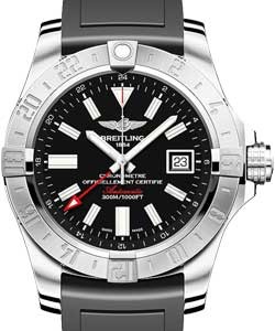 Avenger GMT II Men's Automatic in Steel On Black Rubber Strap with Black Dial