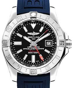 Avenger GMT II Automatic 43mm in Steel On Blue Rubber Strap with Black Dial