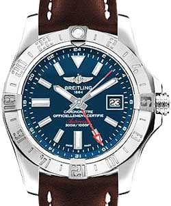 Avenger II GMT Men's Automatic in Steel On Brown Leather Strap with Blue Dial