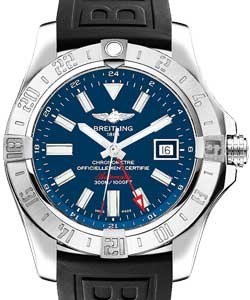 Avenger II GMT Men's Automatic in Steel On Black Rubber Strap with Blue Dial