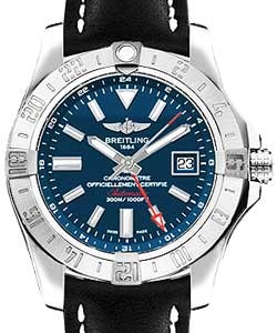 Avenger II GMT Men's Automatic in Steel On Black Leather Strap with Blue Dial
