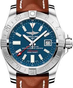 Avenger II GMT Men's Automatic in Steel On Gold Leather Strap with Blue Dial