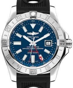 Avenger II GMT Men's Automatic in Steel On Black Ocean Rubber Strap with Blue Dial