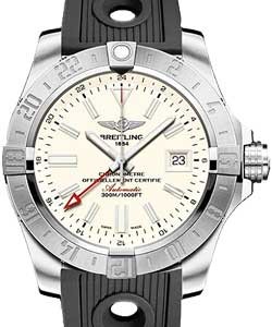 Avenger II GMT Men's Automatic in Steel On Black Ocean Rubber Strap with Silver Dial