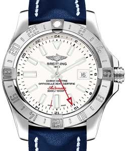 Avenger II GMT Automatic 43mm in Steel On Blue Calfskin Leather Strap with Silver Dial