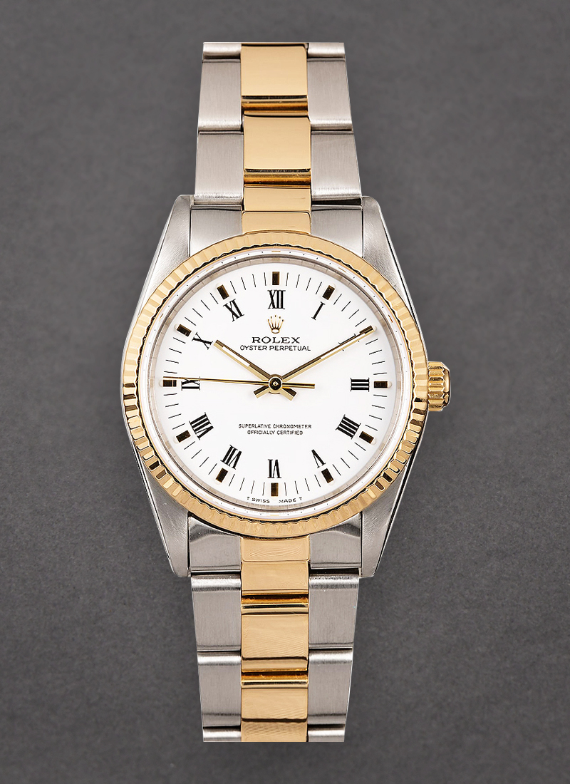 Pre-Owned Rolex Oyster Perpetual 34mm in Yellow Gold with Smooth Bezel