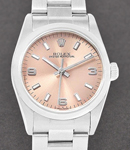 Oyster Perpetual No Date 31mm in Steel with Domed Bezel on Oyster Bezel with Salmon Stick & Arabic Dial