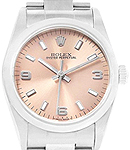 Oyster Perpetual No Date 31mm in Steel with Domed Bezel on Oyster Bezel with Salmon Stick & Arabic Dial