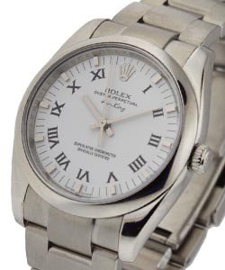 Airking 114200 in Steel with Smooth Bezel on Oyster Bracelet with White Roman Dial