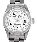 Date Ladys 26mm in Steel with Smooth Bezel on Oyster Bracelet with White Roman Dial